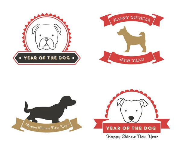 Köpek yılı. Mutlu Çin yeni yıl 2018. Dört Amblemler Çince Zodyak üzerinde Brown Earth köpek yıl kutluyor topluluğu.