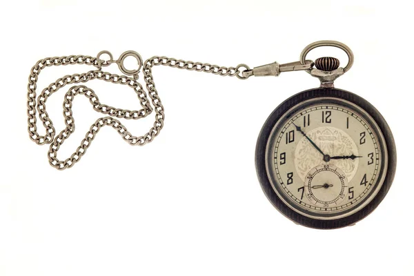 Relógio de bolso antigo vintage com corrente . — Fotografia de Stock