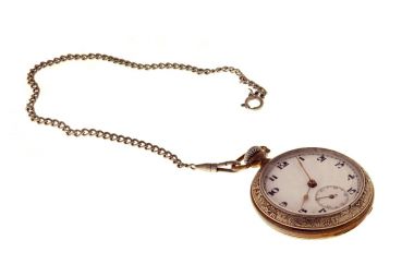 Antika antika cep saati zinciri ile.