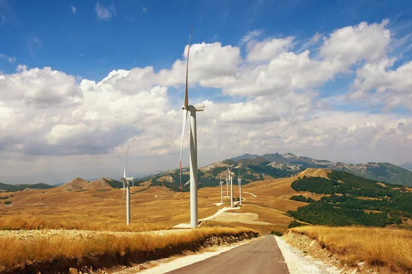 Beautiful mountain landscape with windmills. Montenegro, Krnovo — Stock Photo, Image