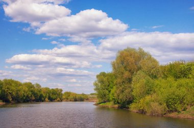Trubezh küçük nehir, yaz yatay. Ryazan bölgesi, Rusya Federasyonu