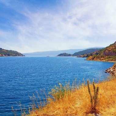 Yaz Akdeniz manzara. Montengro, Kotor Koyu'nun görünümünü