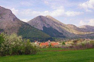 Beautiful mountain landscape. Montenegro,  Lovcen National Park , view of Njegusi village clipart