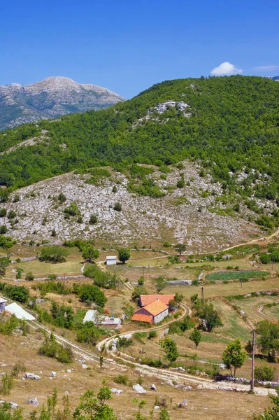 Summer mountain landscape with small village on sunny day. Dinaric Alps, Montenegro, Sitnica region — 스톡 사진