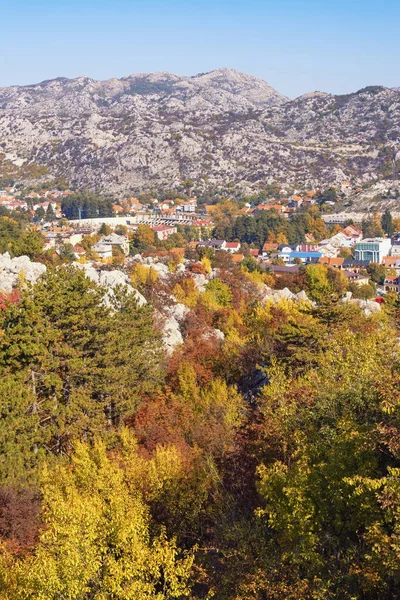 Slunečný Podzimní Den Nádherná Horská Krajina Černá Hora Pohled Starobylé — Stock fotografie