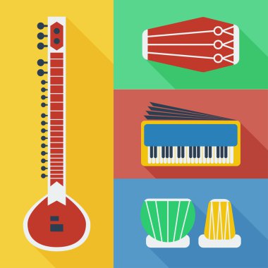 Pakistan musical instruments icons clipart
