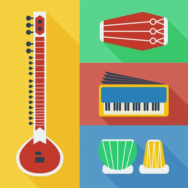 Pakistan musical instruments icons — Stock Vector