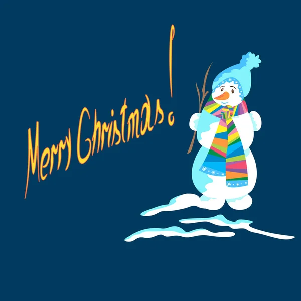 Karácsony-hóember, kék háttérrel — Stock Vector