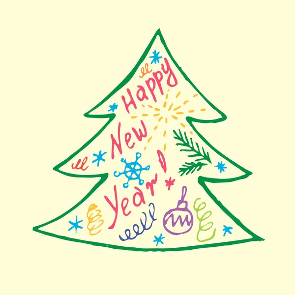 Calligrafia e le parole per le vacanze di Natale, Doodles, vettore — Vettoriale Stock