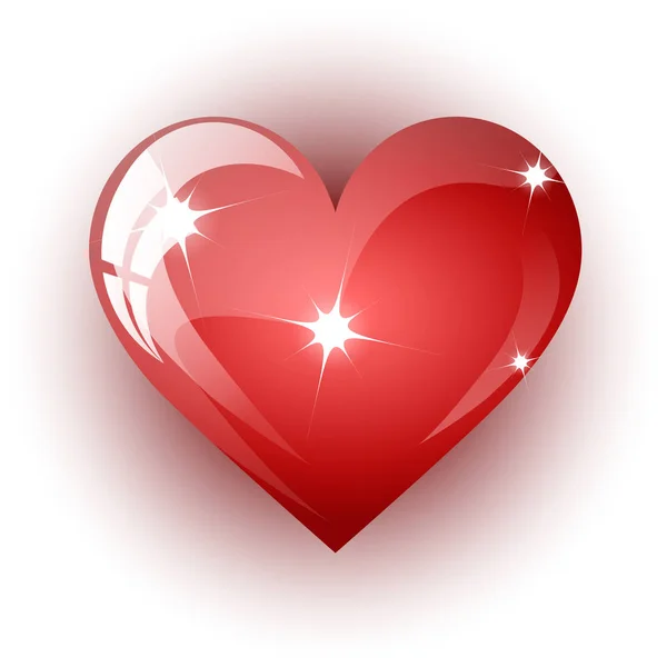 Coração vermelho em um fundo branco — Vetor de Stock
