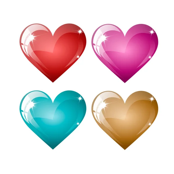 Conjunto de corazones de colores sobre un fondo blanco — Vector de stock