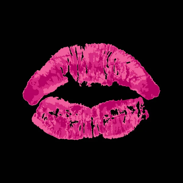 Labios rosados sobre un fondo negro — Vector de stock
