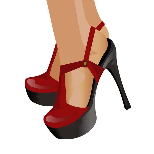 Zapatos vectoriales rojos femeninos — Vector de stock