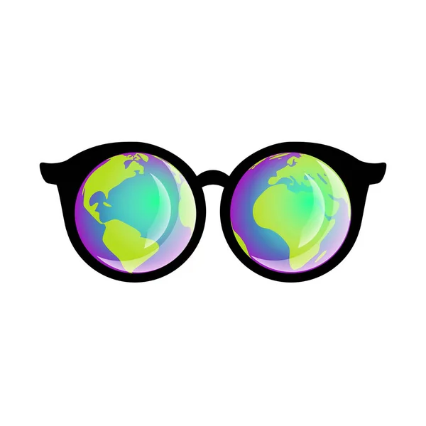 3D bril met reflectie op witte achtergrond vectorillustratie — Stockvector