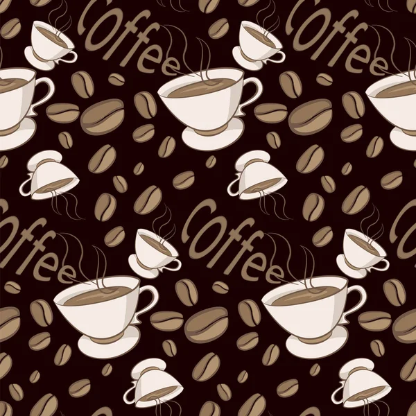 Modello di chicchi di caffè su sfondo nero — Vettoriale Stock