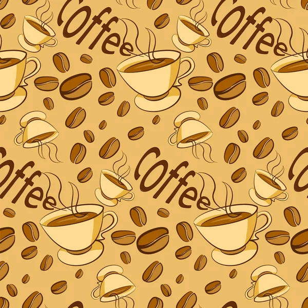 ベージュ色の背景にコーヒー豆のパターン — ストックベクタ