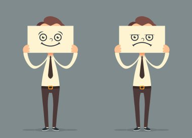Ofis çalışanları yüzlerini tür ve kızgın Smiles arkasında saklanıyor