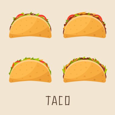 Farklı dolgu ile dört Tacos