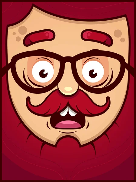 Funny Cartoon Face - Shared Hipster — стоковый вектор