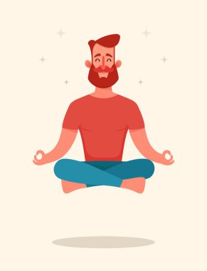 Komik sakallı adam meditasyon 