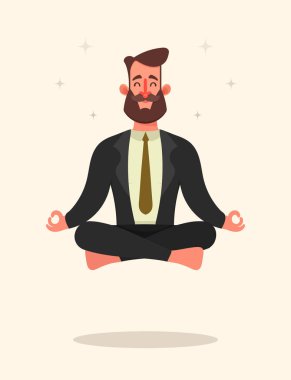 Sakallı işadamı meditasyon