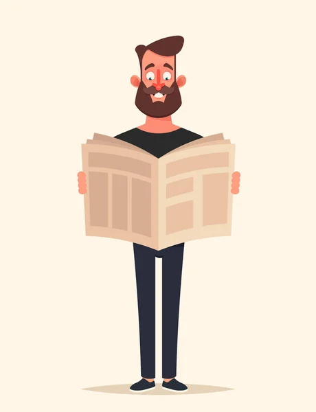 Hombre leyendo periódico — Vector de stock