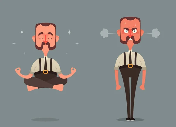 Employé de bureau : Calme et colère — Image vectorielle