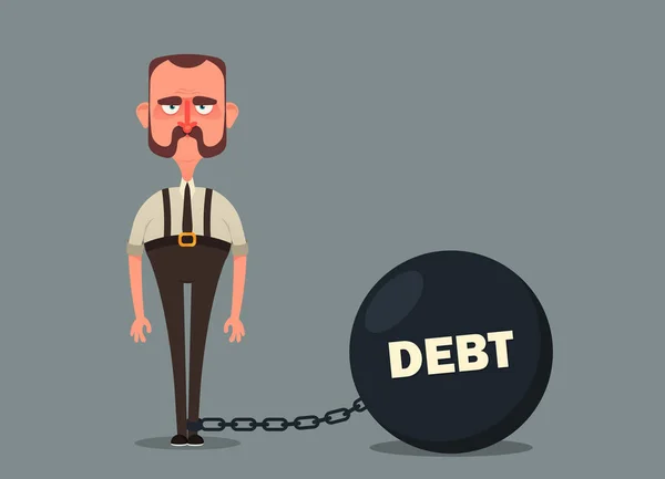 Trabajador de oficina con una gran deuda Peso — Vector de stock