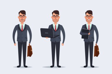 Sevimli çizgi film karakteri - ofis çalışanı