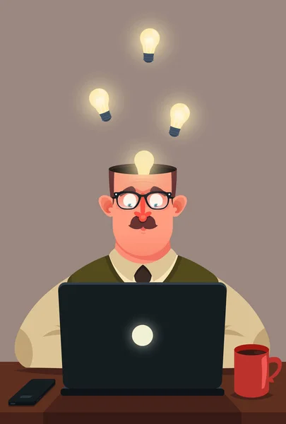 Man Working with Laptop — Stock Vector