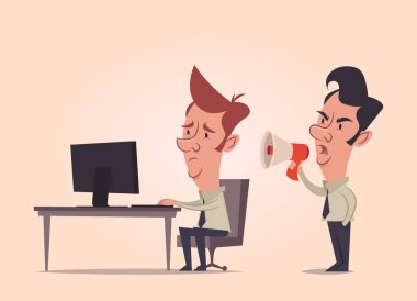 Yorgun çalışan çalışkan. Çığlık öfkeli patron