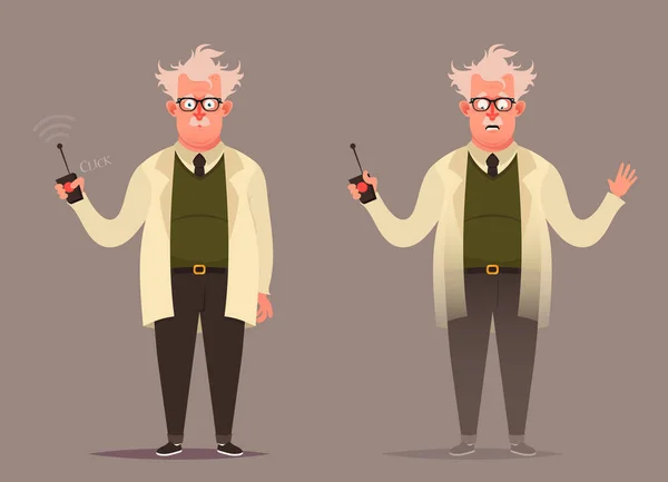 Mad Professor Before and After Doing Scientific Experiment (Disappearance) — Stock Vector