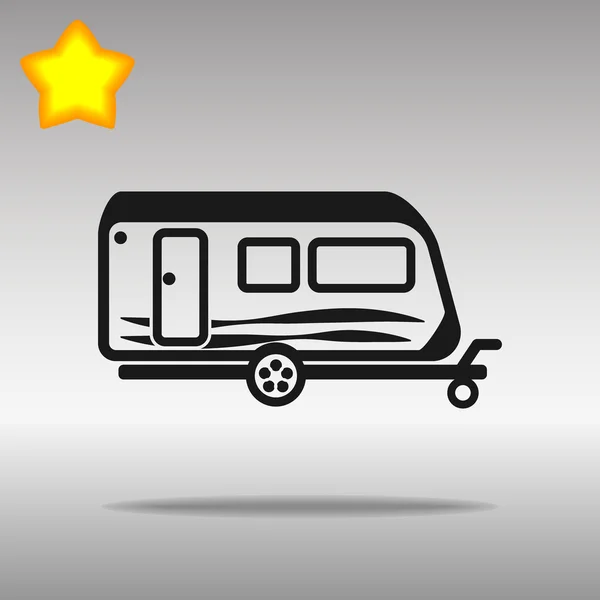 黑色旅行露营拖车汽车图标按钮标志符号概念高质量 — 图库矢量图片