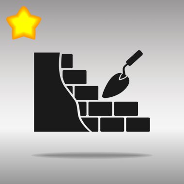 Black brickwork and building trowel Icon button logo symbol concept high quality vector