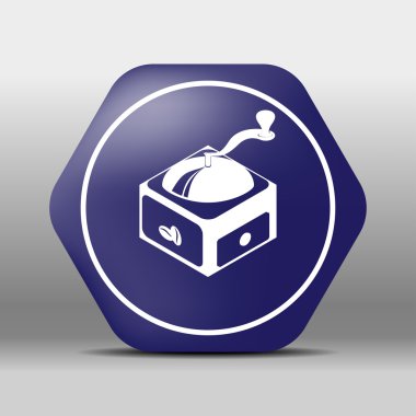 Kahve değirmeni simgesi düğme logo simge kavramı yüksek kaliteli