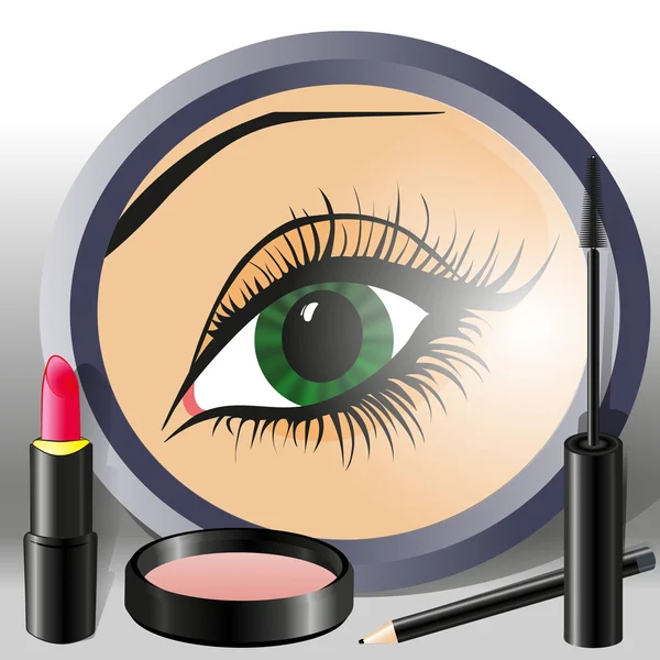 Female eye in a mirror — Stock Vector