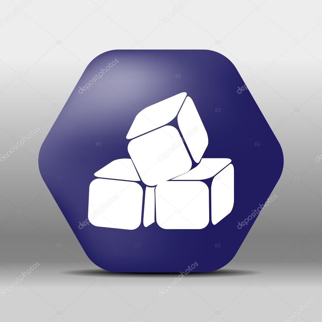 Blue hexagon icon or logo ice cubes