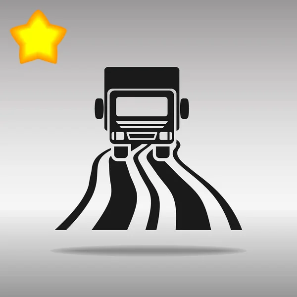 Caminhão preto na estrada ícone botão logotipo símbolo conceito de alta qualidade —  Vetores de Stock