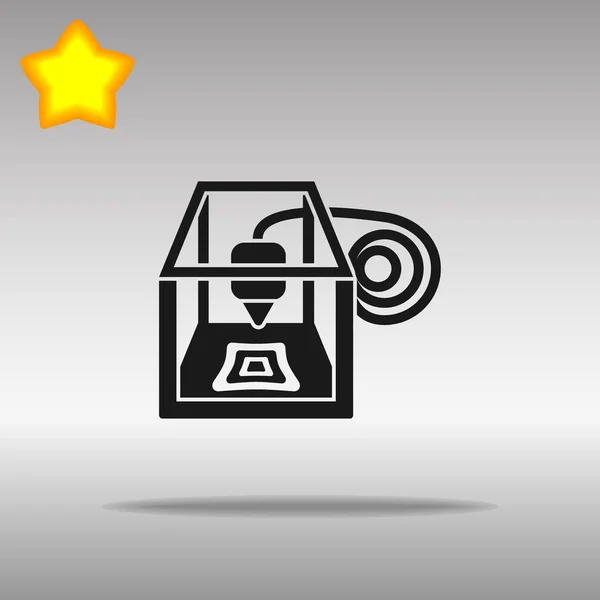 3D-Drucker schwarze Symbol-Taste Logo Symbol — Stockvektor