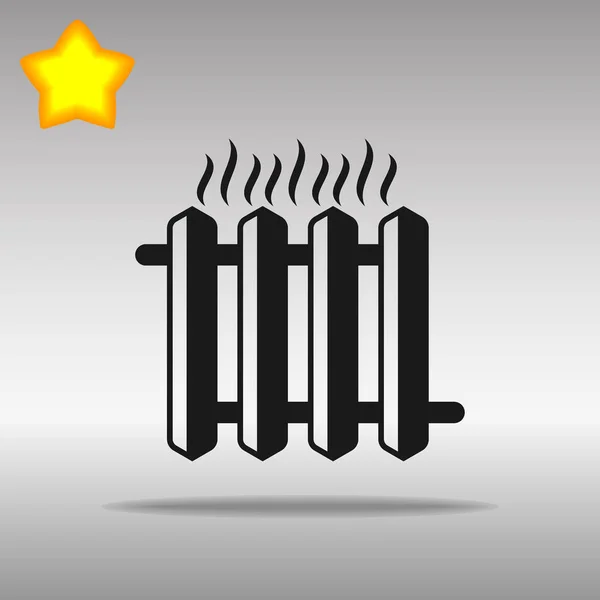 Calentador de hierro caliente negro icono botón logotipo símbolo — Archivo Imágenes Vectoriales