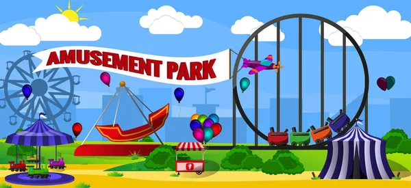 Parc d'attractions paysage — Image vectorielle