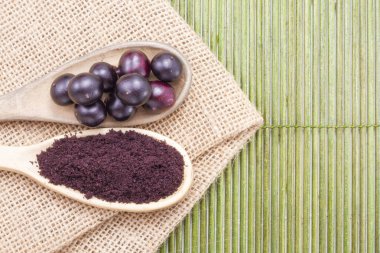 Amazon üzerinde ahşap (Euterpe oleracea kaynaklanan meyve ve acai toz)