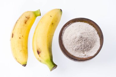 Beyaz arka plan üzerinde izole un ve muz meyve