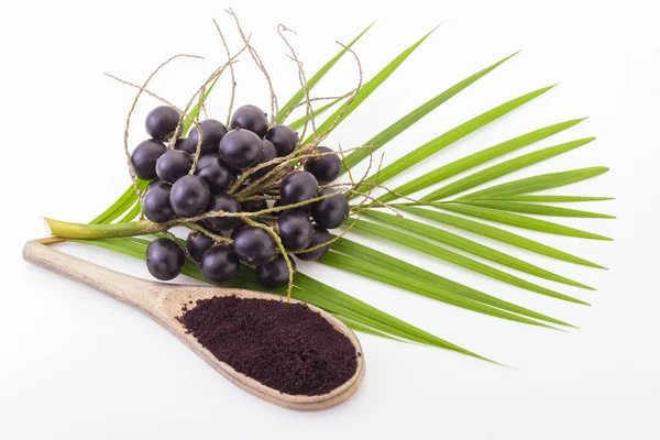 Acai-Frucht auf weißem Hintergrund _ (euterpe oleracea) — Stockfoto