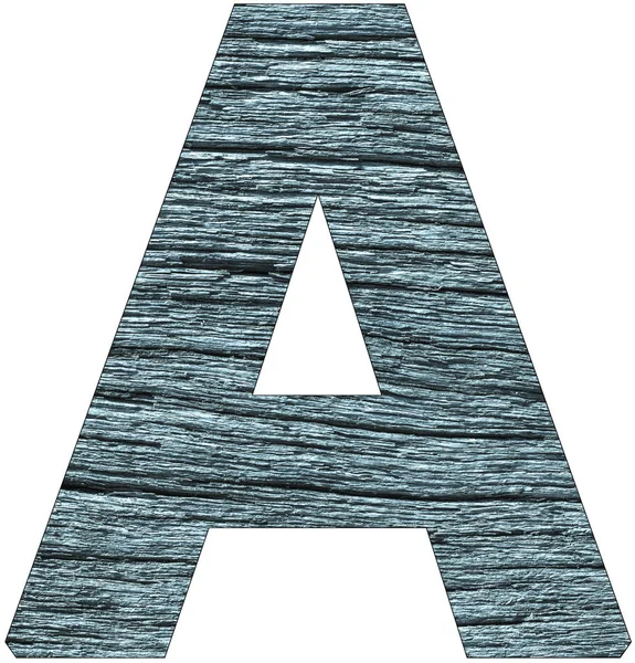 Letter Van Het Alfabet Met Houttextuur Blauwe Kleur — Stockfoto