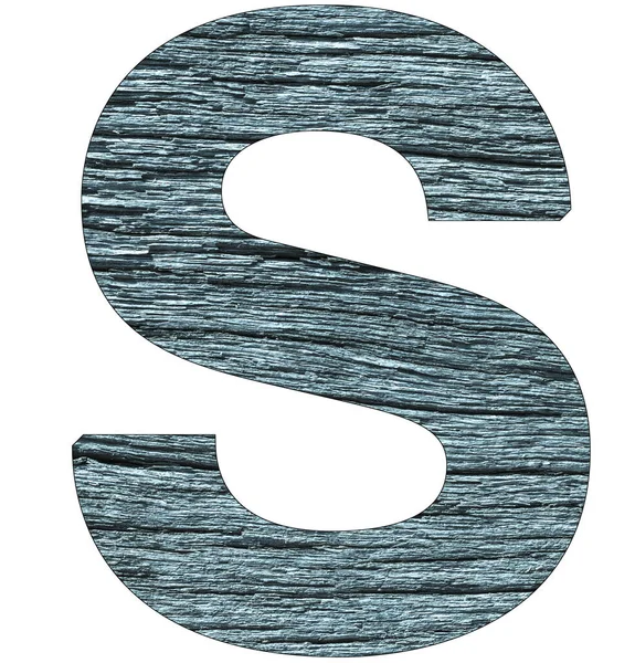 字母S 带有蓝色木纹 — 图库照片
