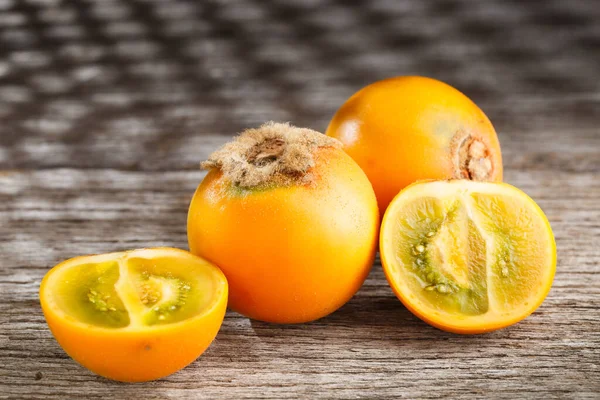 Fruta Lulo Naranjilla Madeira Planta Perene Subtropical Noroeste América Sul — Fotografia de Stock