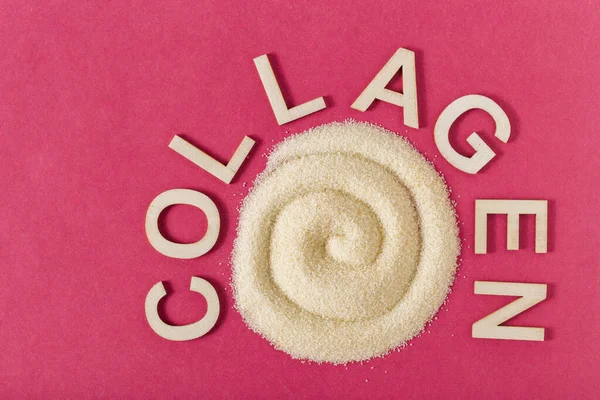 Hydrolyzed Collagen Pink Background Top View — Stock Photo, Image