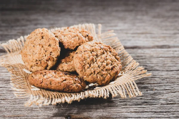 Oatmeal Cookies Floating Wooden Background Close — Stock Photo, Image