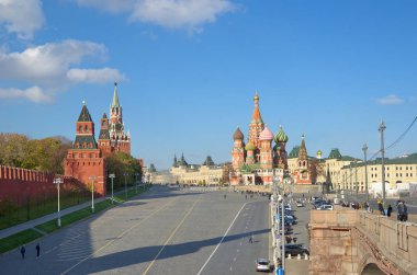 View on Moscow Kremlin and St. Basil's Cathedral, Russia clipart